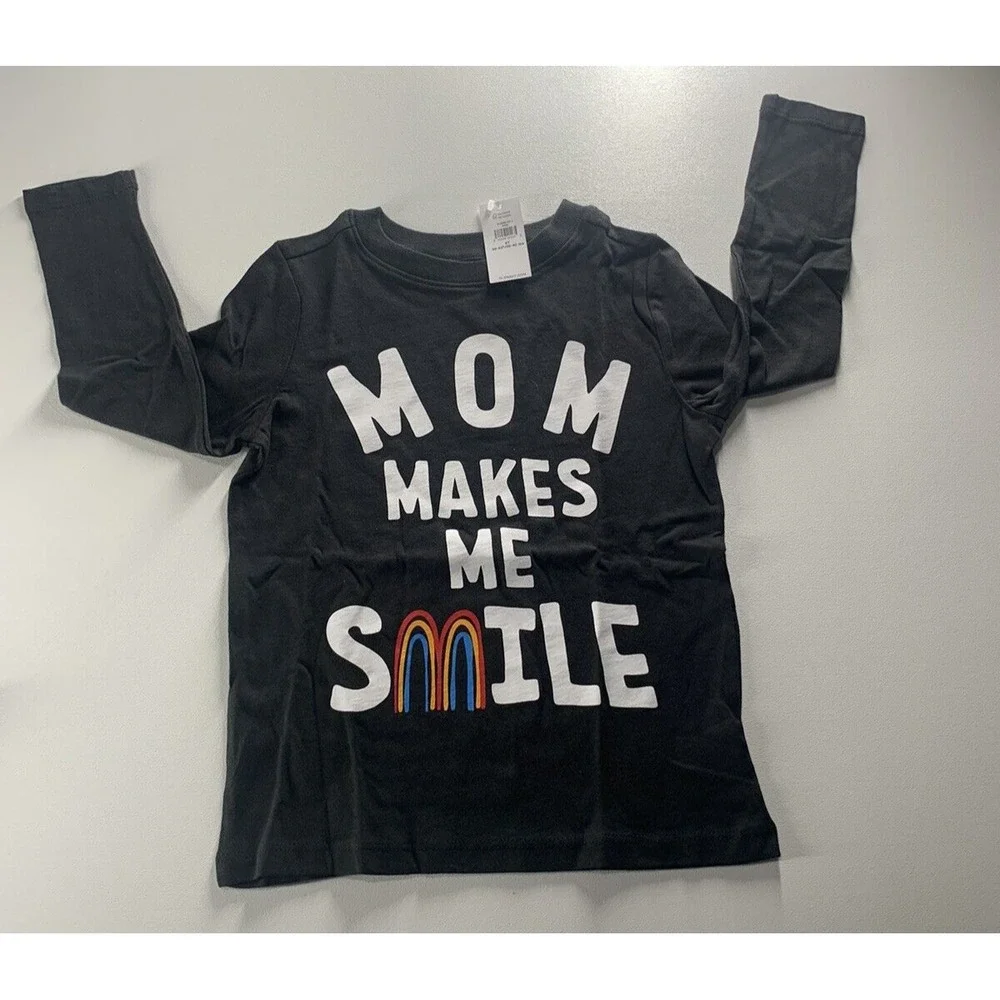 Lot 2 Old Navy Toddler Shirts Size 4T Mom Makes Me Smile Long & Short Sleeve NEW